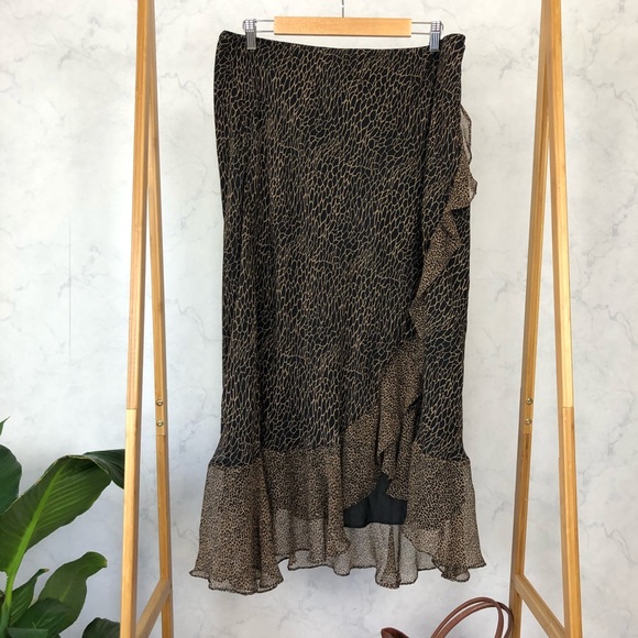 Vintage Silk Leopard Animal Print Slip Skirt - Picture 2 of 5